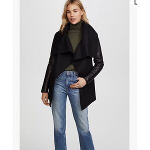 Mackage wool cashmere and leather Vane jacket zip up mod coat Luxury  sz small